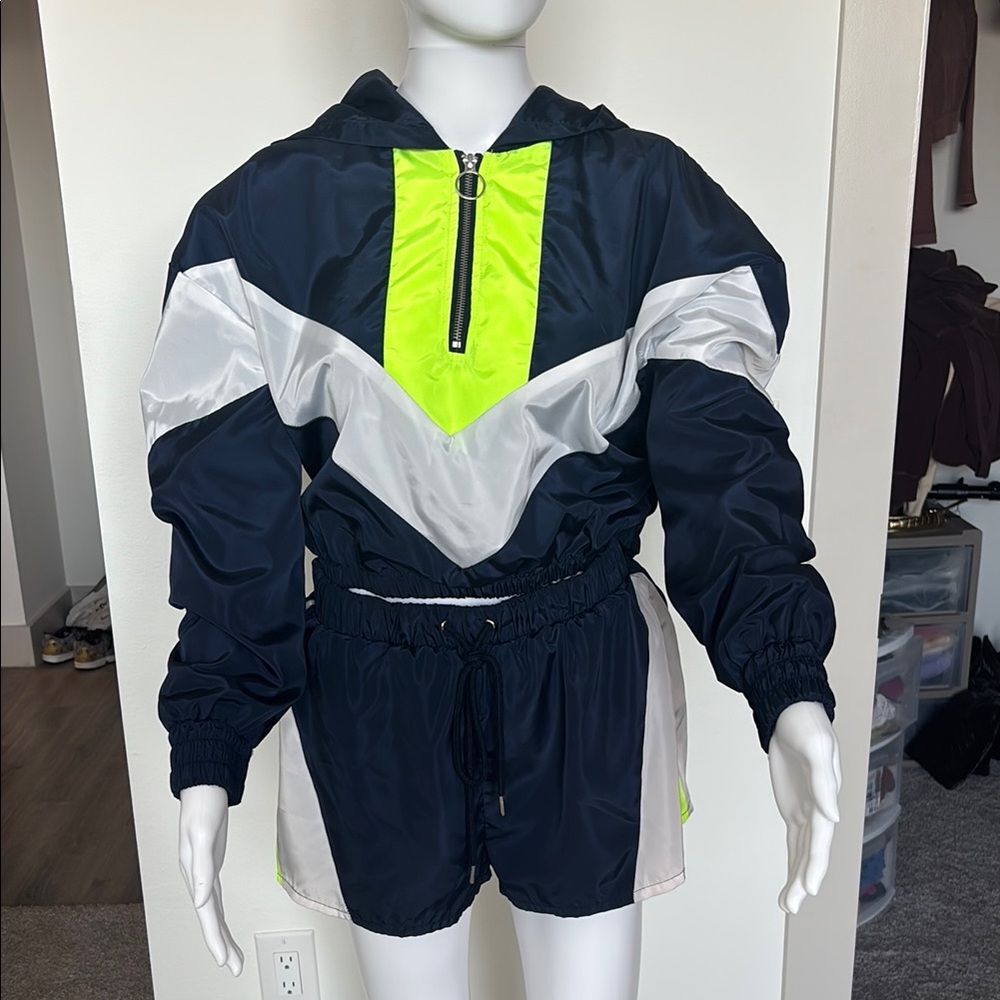 Vintage Windbreaker Set - Navy and Neon